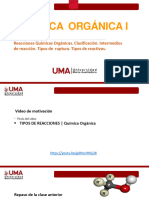 SESION 13 y 14 Reacciones Químicas Orgánicas. Clasificación. Intermedios de Reacción. Tipos de Ruptura. Tipos de Reactivos