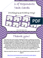 Laws of Exponents Task Cards: (Multiplying & Dividing Only)