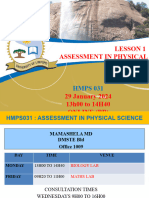 Introduction To ASSESSMENT IN PHYSICAL SCIENCES