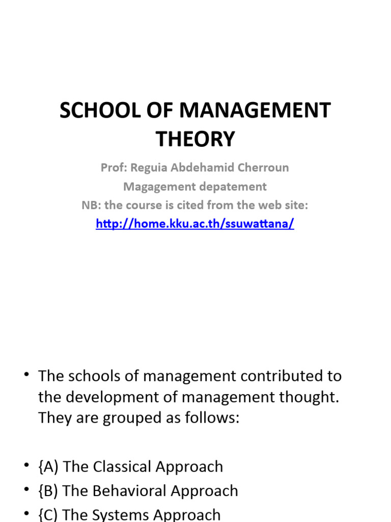 Schools of management theory c iiv pdf bureaucracy social psychology