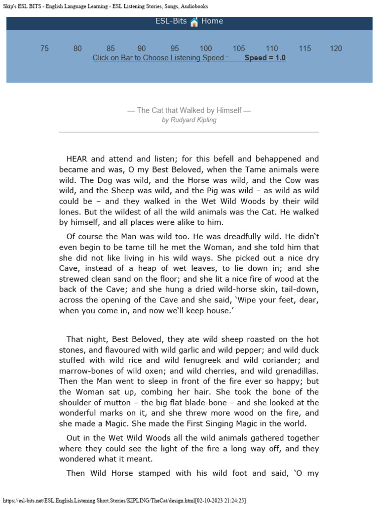 The Cat That Walked by Himself: A Story | PDF | Cats