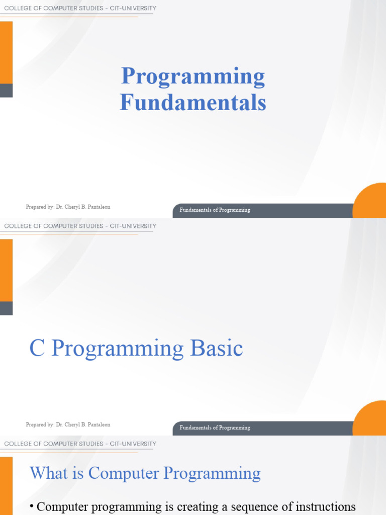 1 Programming Fundamentals PDF Data Type Computer Programming