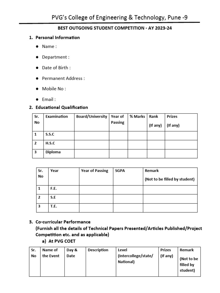 Best Outgoing Student Competition 2023-24 | PDF | Vocational Education ...