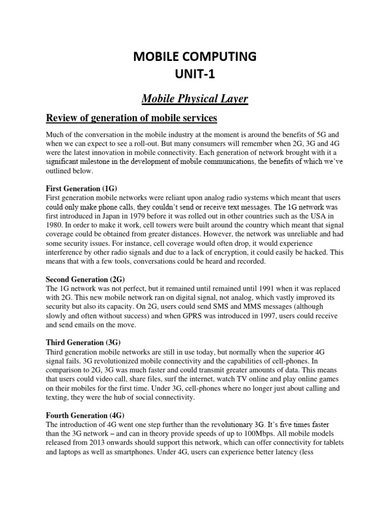 MC Unit 1 | PDF | Gsm | Cellular Network