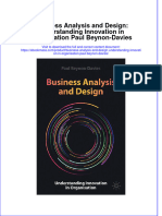 Business Analysis And Design Understanding Innovation In Organisation Paul Beynon Davies full chapter