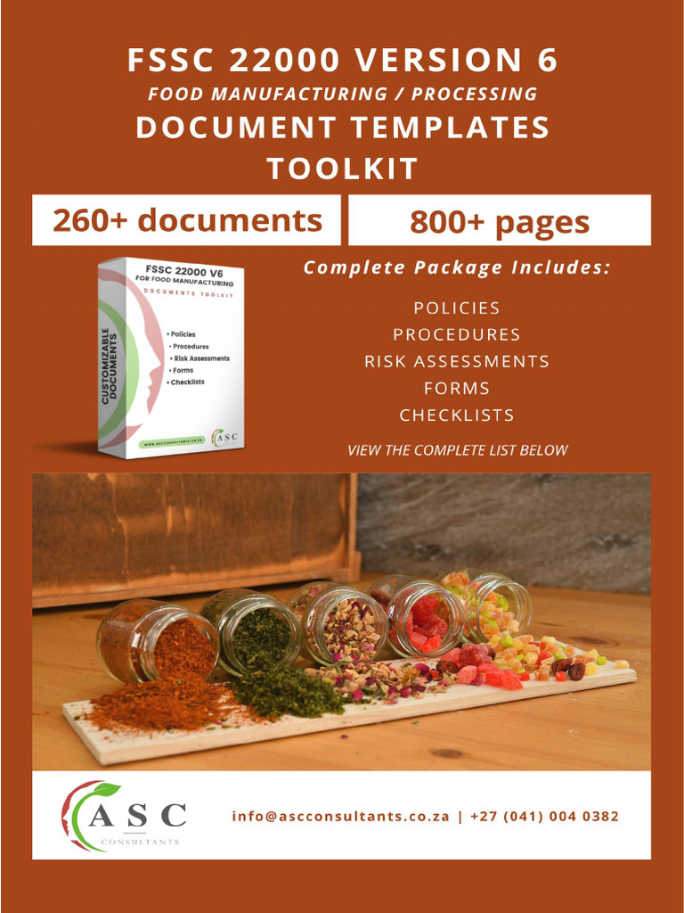 fssc-22000-for-food-manufacturing-document-templates-index-pdf-food
