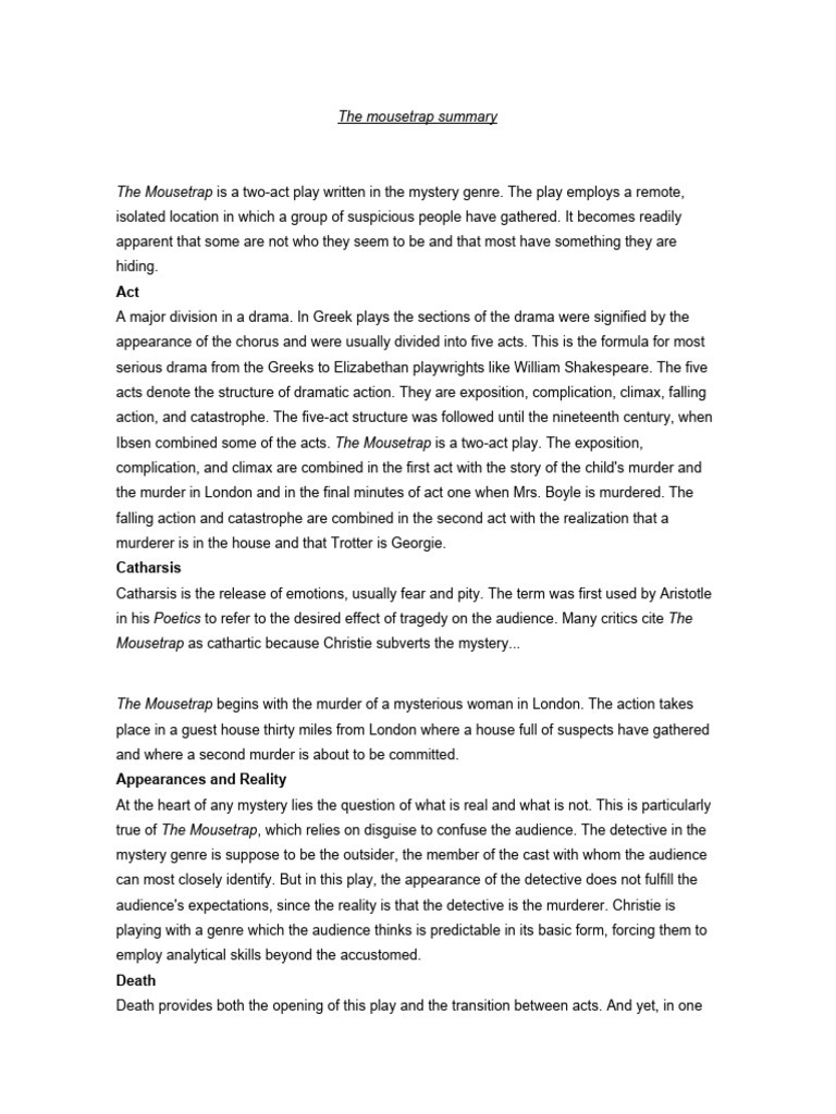Summary The Mousetrap Pdf