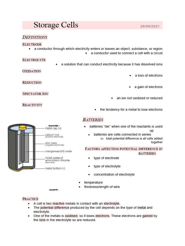 Storage Cells 29-09-21 | PDF