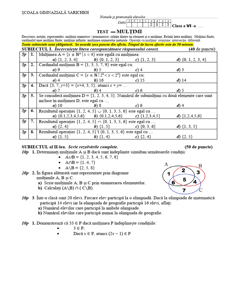 0 2. Test Multimi 20232024 | PDF