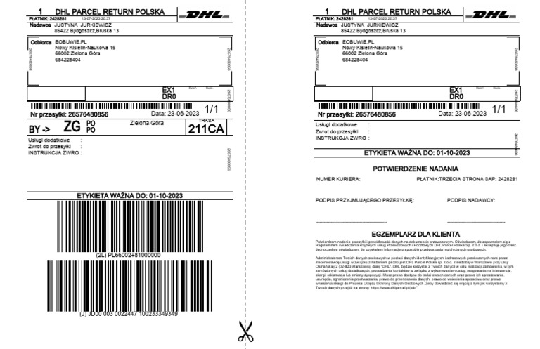 EX1 DR0 EX1 DR0: NR Przesyłki: 26576480856 NR Przesyłki: 26576480856 | PDF
