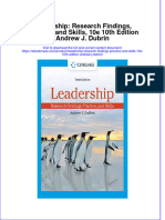 Leadership Research Findings Practice and Skills 10E 10Th Edition Andrew J Dubrin Full Chapter