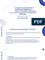 MANAGEMEN LETTER (SURAT KOMENTAR TERHADAP PENGENDALIAN INTERN) MANFAAT TUGAS DAN TANGGUNG JAWAB TIM AUDITOR