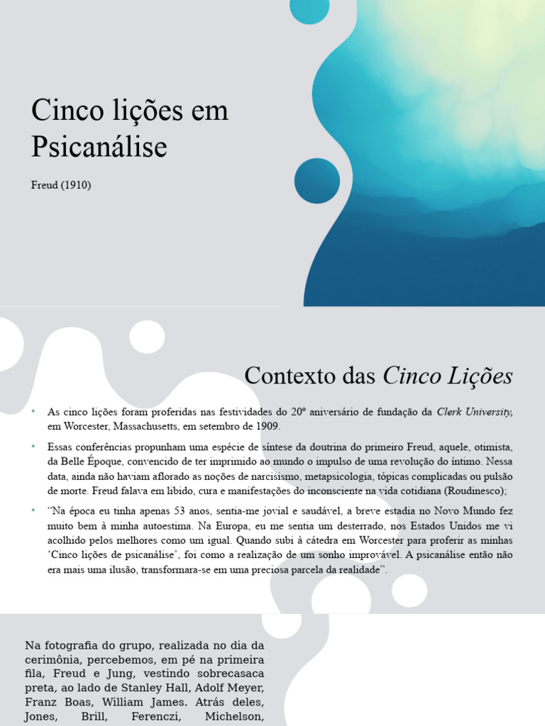 Cinco Lições de Psicanálise de Freud | PDF | Sigmund Freud | Histeria