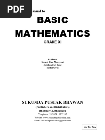 Mannual Book of Basic Mathematics Class XI 1