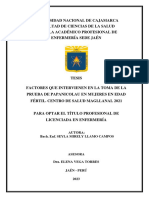 Tesis Factores Que Intervienen en La Toma de La Prueba de Papanicolau en Mujeres en Edad Fértil. Centro de Salud Magllanal 2021