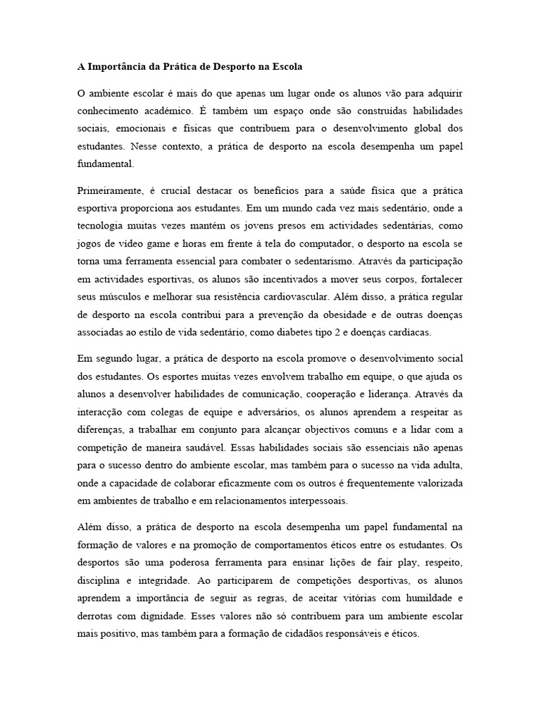 A import ncia da pr tica de desporto na escola pdf esportes