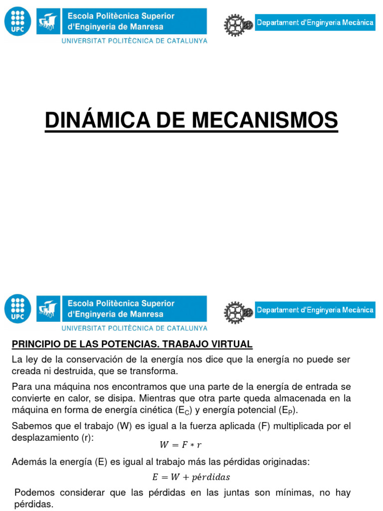 6 Dinámica Potencias Virtuales Pdf Metrología Ingeniería Mecánica