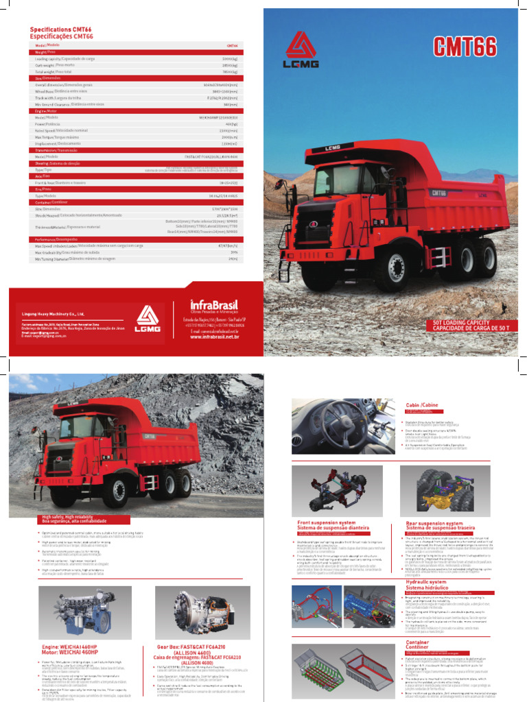 Especificações do CMT66: Capacidade 50T | PDF | Eixo | Motores