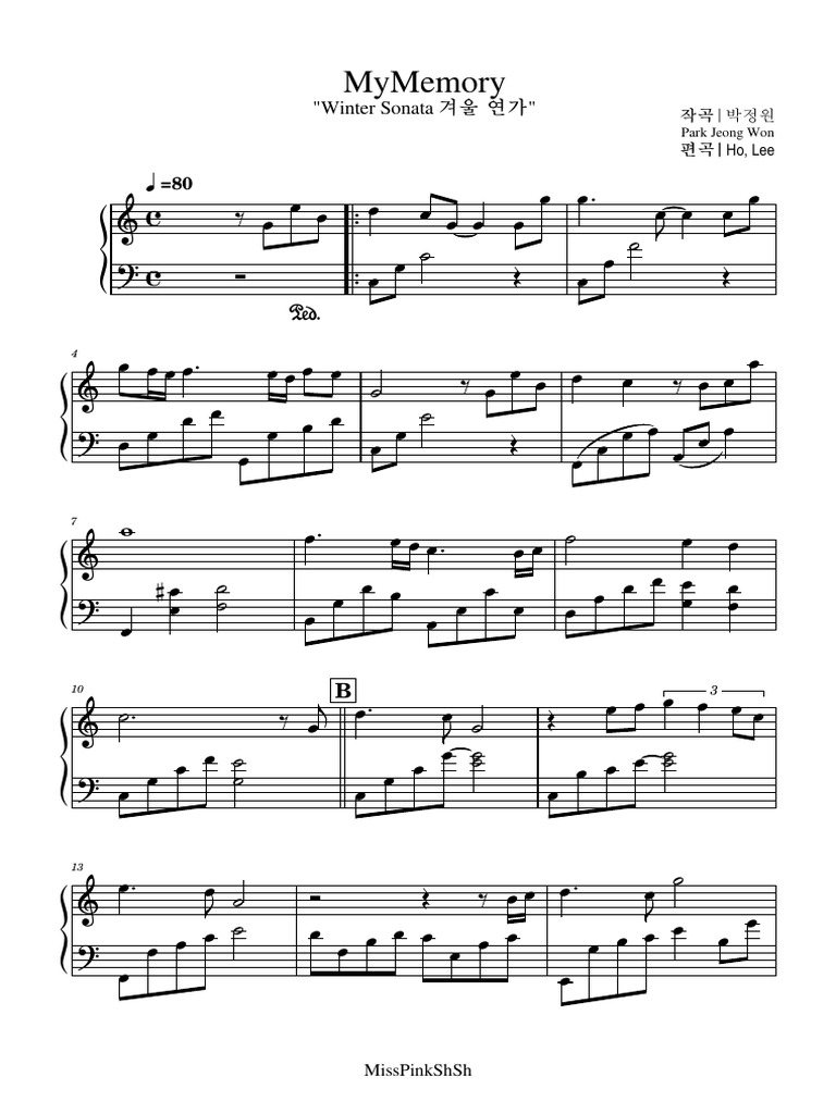 Winter Sonata My Memory Piano Misspinkshsh Ver 2 Pdf