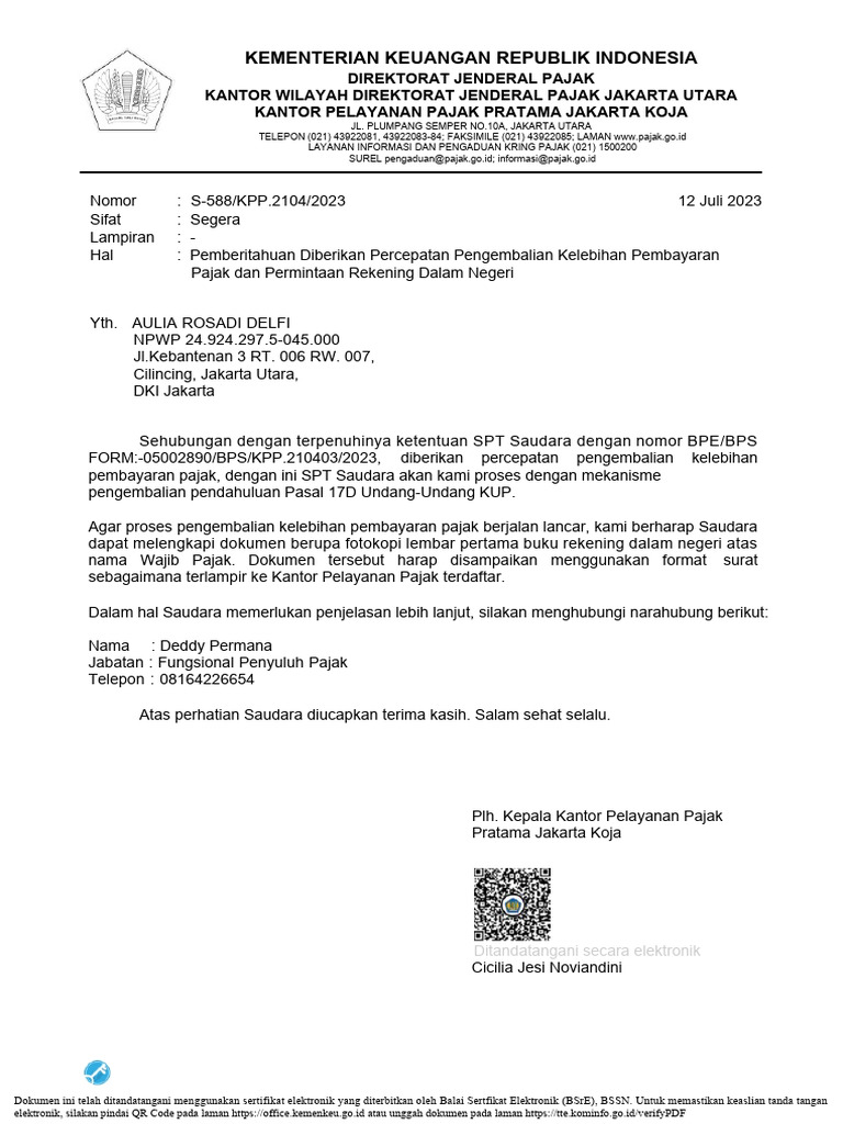 Surat Aulia Rosadi Delfi Pdf Pengelolaan Keuangan Uang