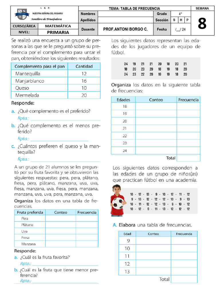 Tabla de Frecuencia en Primaria | PDF