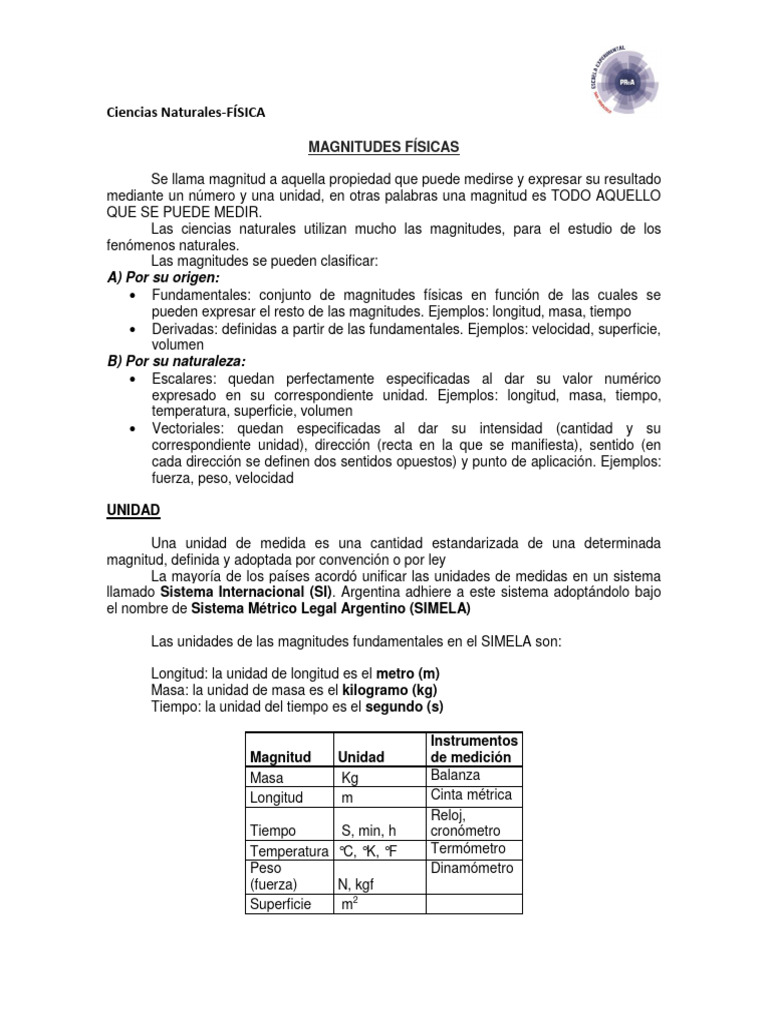 Magnitudes Físicas y Unidades de Medida | PDF | Medición | Masa