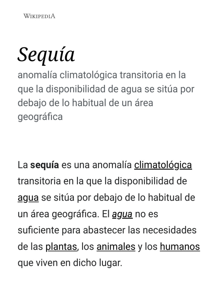 Sequía - Wikipedia, La Enciclopedia Libre | PDF | Sequía | Agua