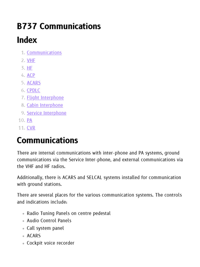 B737 Communications | PDF | High Frequency | Very High Frequency