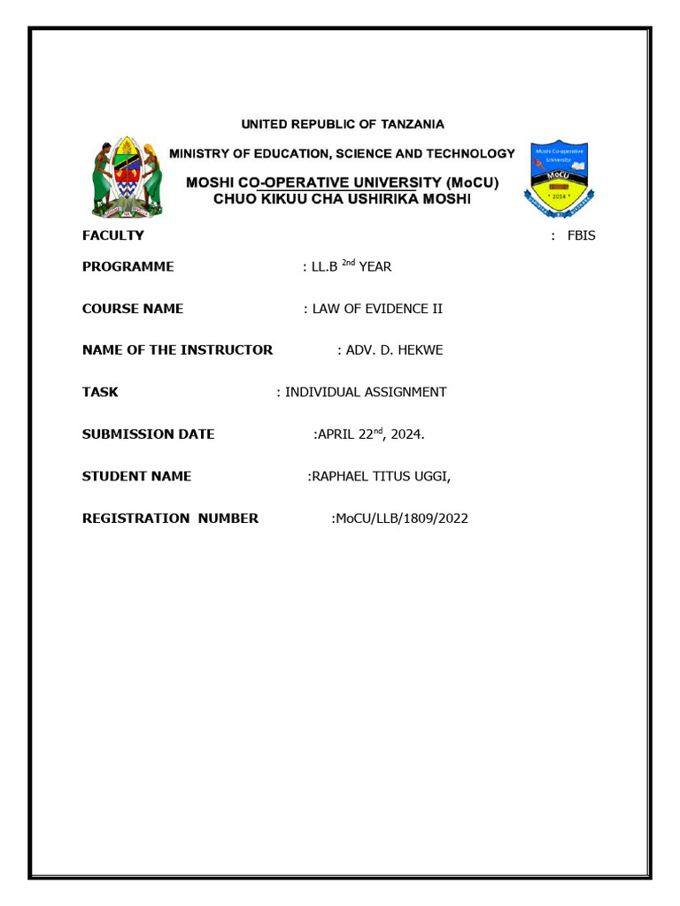 Admission Assignment Pdf Evidence Law Hearsay