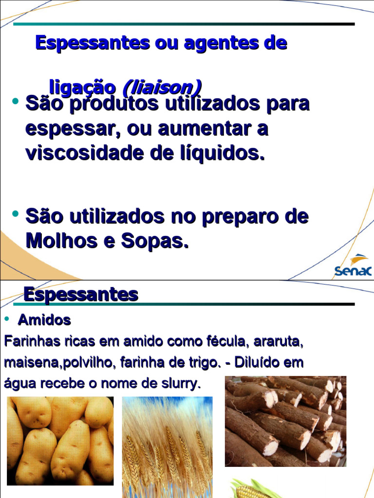 Técnicas de Espessantes e Molhos | PDF | Ingredientes de alimentos ...