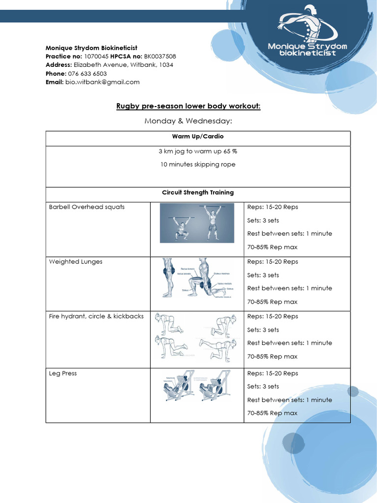 MS Bio HGH Rugby Strenght & Conditioning Gym Lower Body | PDF | Weight ...