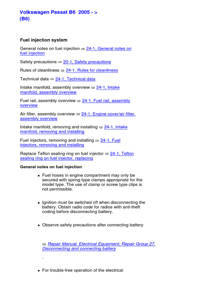 Volkswagen Fuel Injection System Guide | PDF | Throttle | Fuel Injection