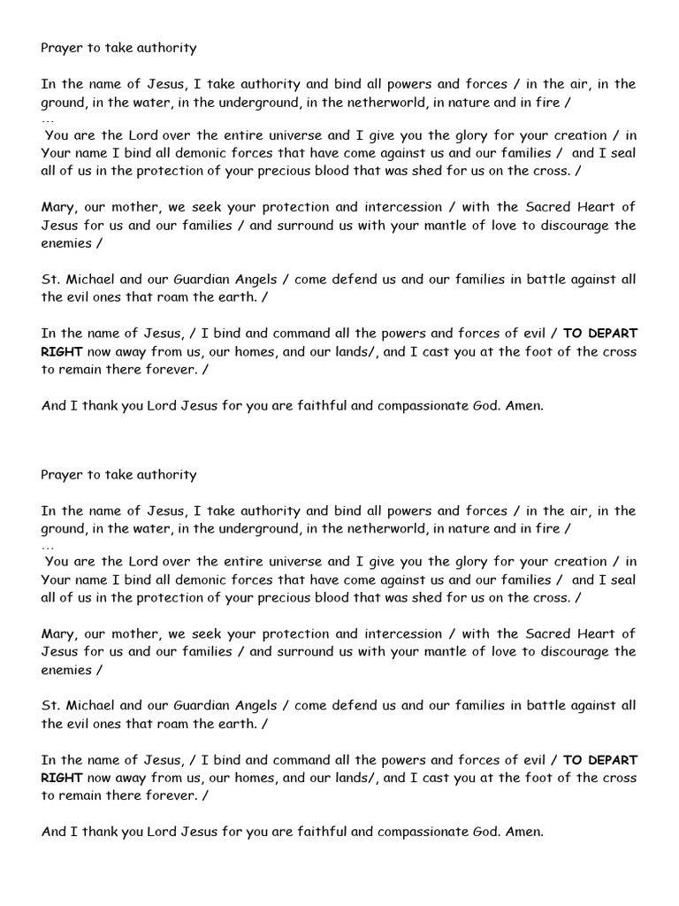 Prayer for Divine Authority and Protection | PDF