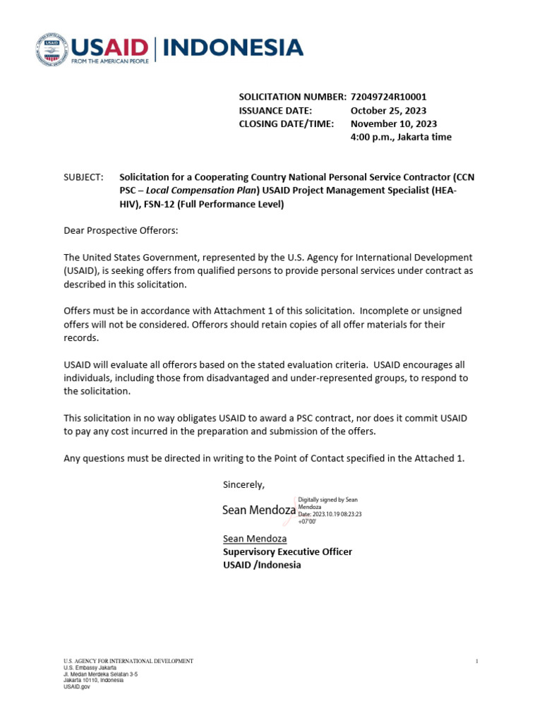 01 USAID Project Management Specialist (HEA-HIV), FSN-12 | PDF ...