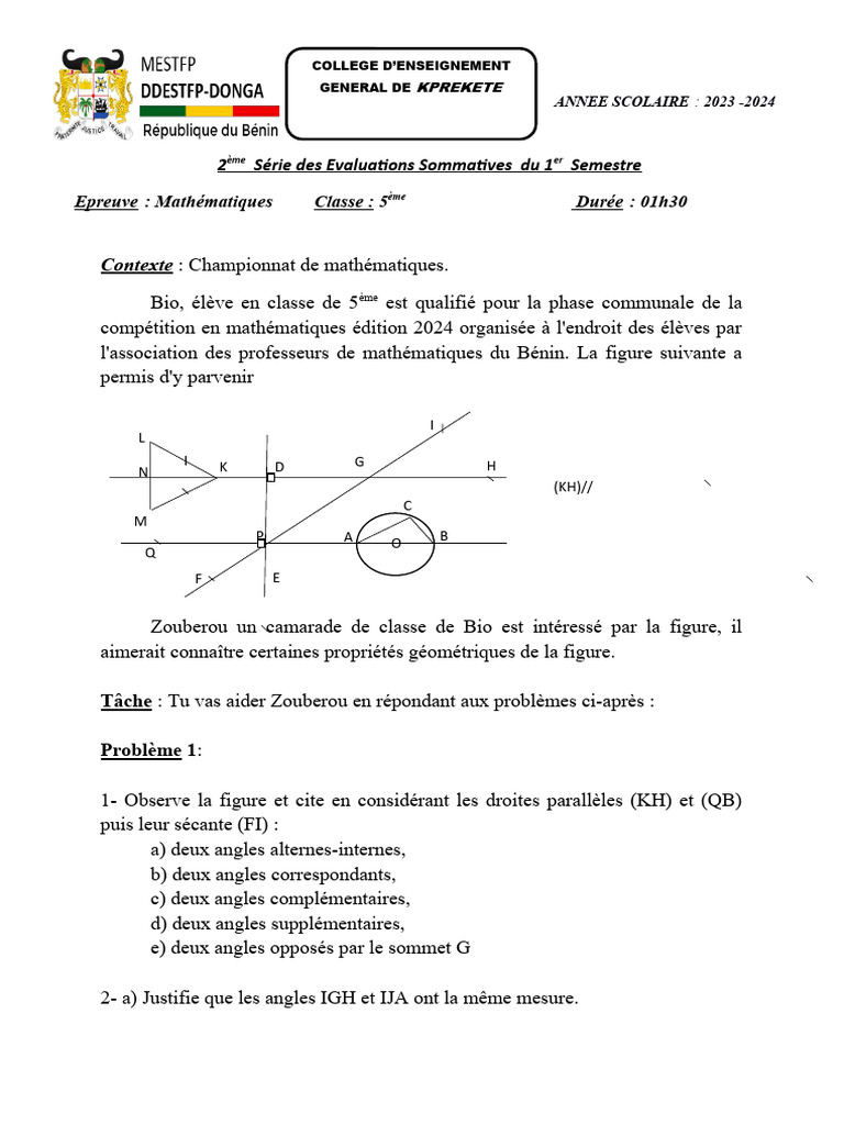 Exercices de géométrie pour 5ème | PDF | Triangle | Géométrie euclidienne