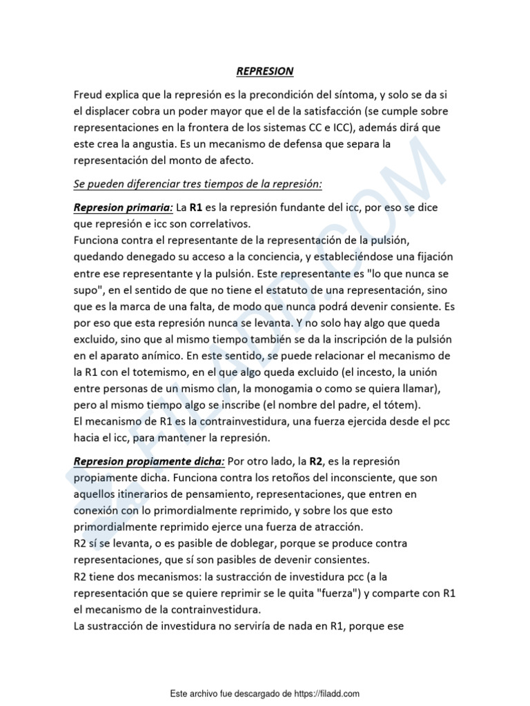 Mecanismos de la Represión en Freud | PDF | Ciencias del comportamiento ...