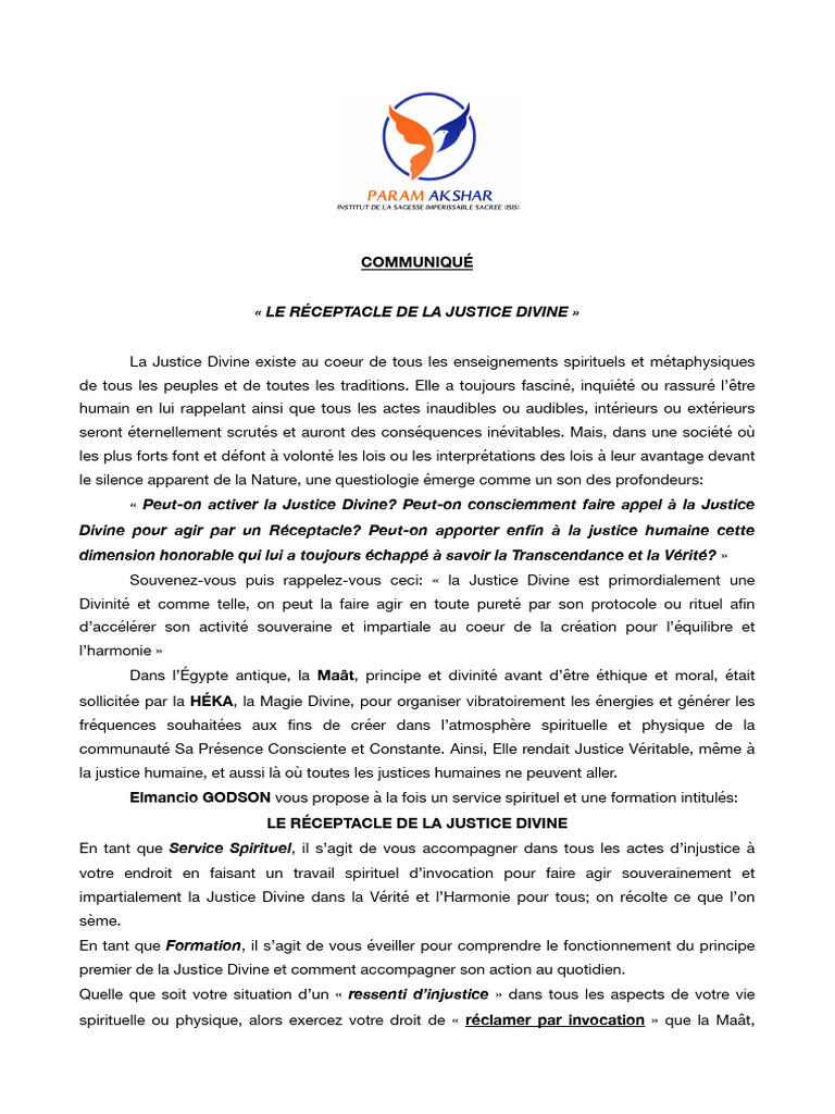 Réceptacle de la Justice Divine | PDF | Justice | Crime et violence