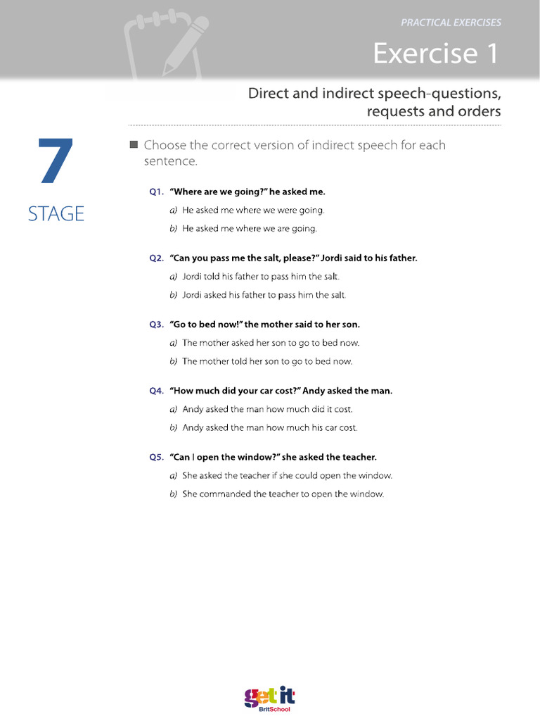 Exercises Callan Stage 7 | PDF
