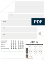 Calendário de Parede 2024 Com Folhagem Verde Cinza Documento A4