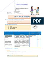 SESION 1 COMUNICACION ¡Ya Sé Leer Mi Nombre (Ficha de Refuerzo) 06-09-2022