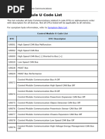 Control Module U Code List