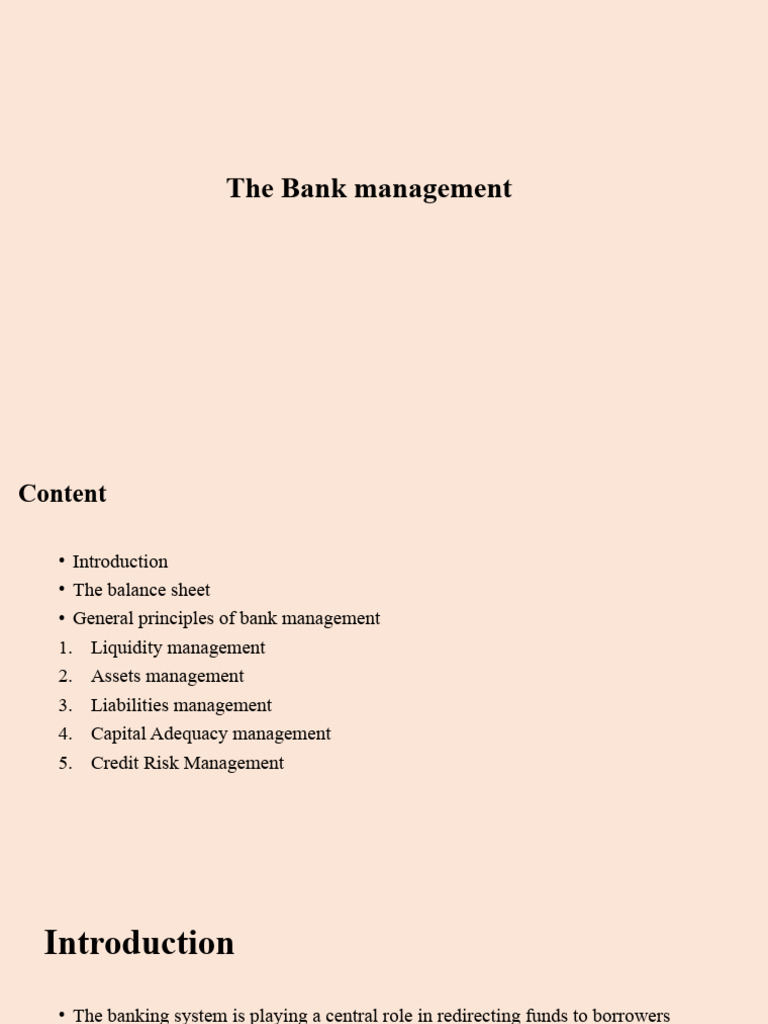 Lecture 6 Bank Managment | PDF | Banks | Market Liquidity