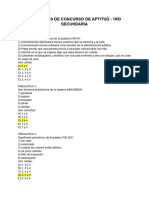 PREGUNTAS DE CONCURSO DE APTITUD - 1RO SECUNDARIA