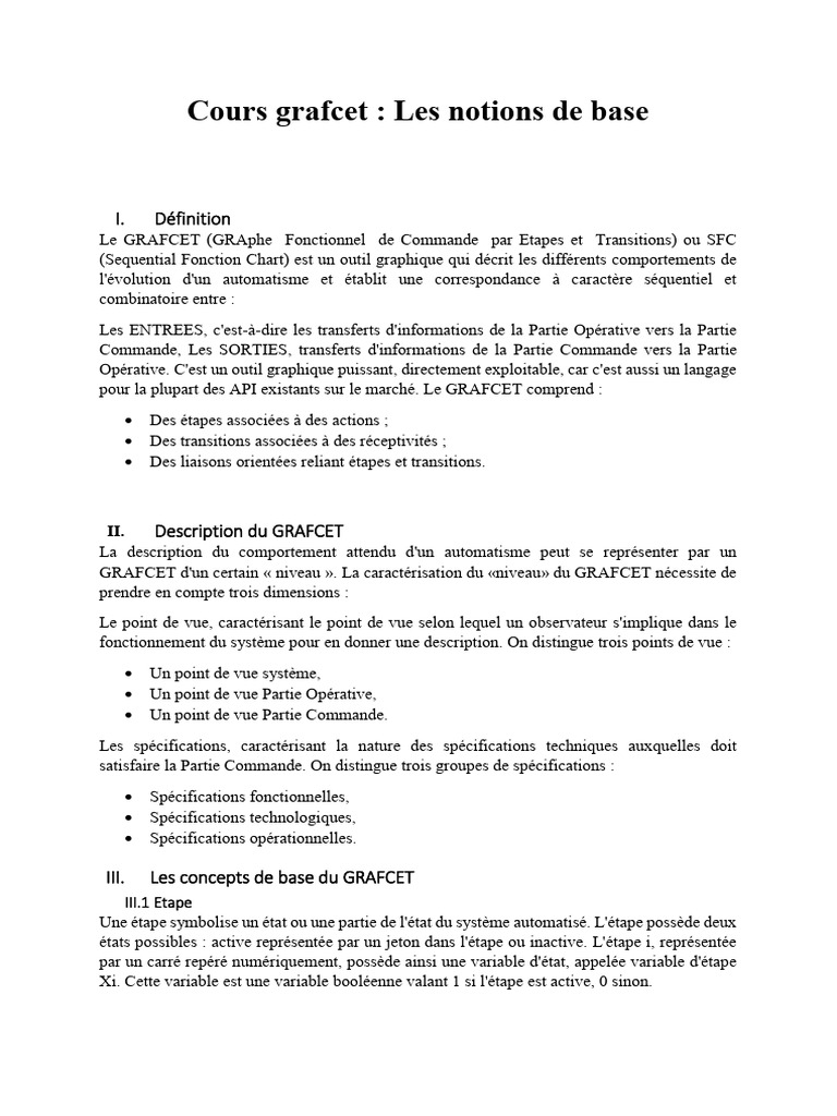 Introduction au GRAFCET et ses bases | PDF | Parallélisme (informatique)