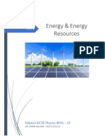 Unit 4 Energy Resources & Energy Transfers Classified 1P Edexcel