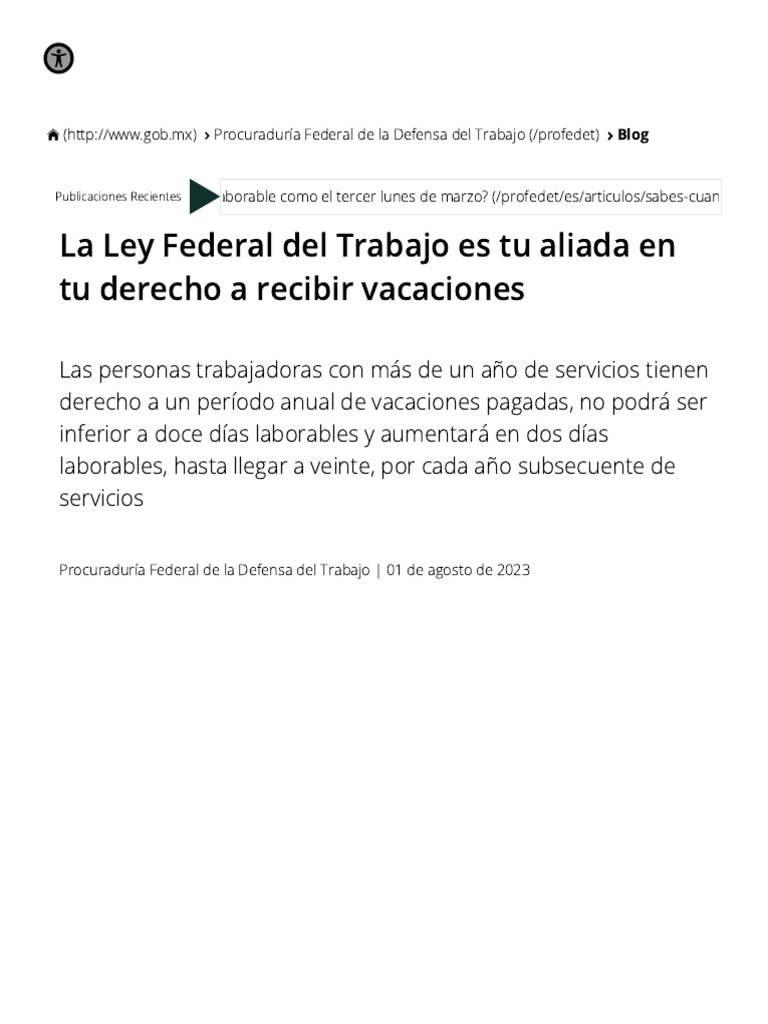 Vacaciones según Ley Federal del Trabajo | PDF | Salario | Gobierno