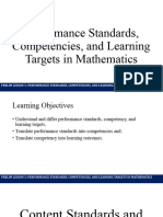 Performance Standards, Competencies, and Learning Targets in Mathematics
