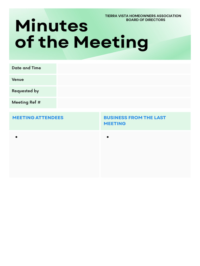 Bod Meeting Minutes Template PDF