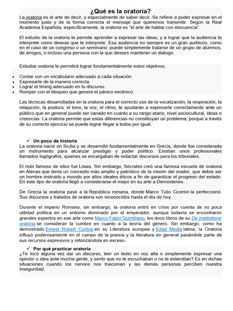 Qué Es La Oratoria | PDF | Hablar en público | Comunicación