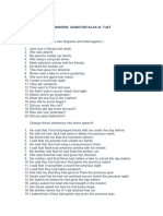 Soal Past Tense and Reported Speech Klas Xi